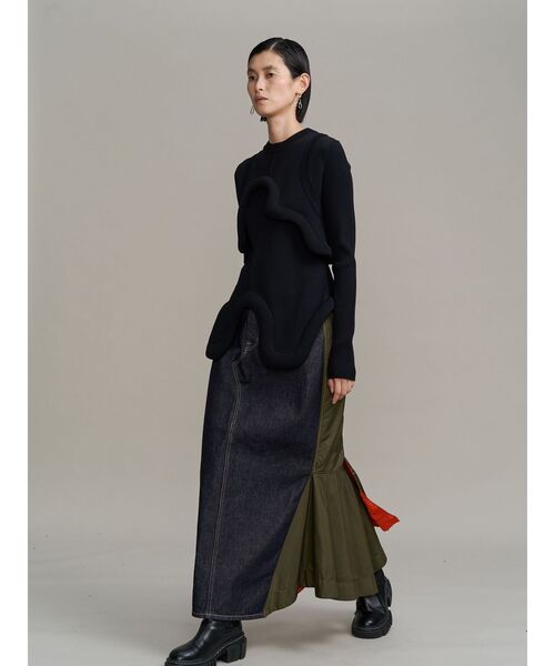 MA-1 DOCKING DENIM SKIRT / MA-1ドッキングデニムスカート（デニム