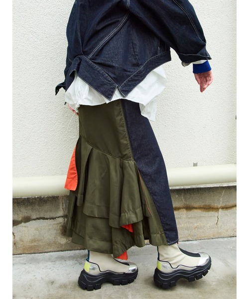 UN3D. 　MA-1ドッキングデニムスカート MA-1 DOCKING DENIM SKIRT / MA-1ドッキングデニムスカート（デニム