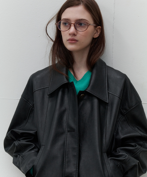 SO IR(ソイール)の「VEGAN LEATHER JUMPER - BLACK(ライダースジャケット・レディース・その他・FREE)」の2枚目の写真