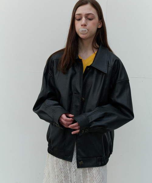 SO IR(ソイール)の「VEGAN LEATHER JUMPER - BLACK(ライダースジャケット・レディース・その他・FREE)」の3枚目の写真