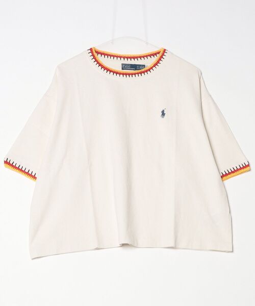 POLO RALPH LAUREN(ポロ ラルフ ローレン)の「クロシェトリム コットン ジャージー Tシャツ(Tシャツ/カットソー・レディース・ナチュラル・XS/XL/S/M/L)」の2枚目の写真
