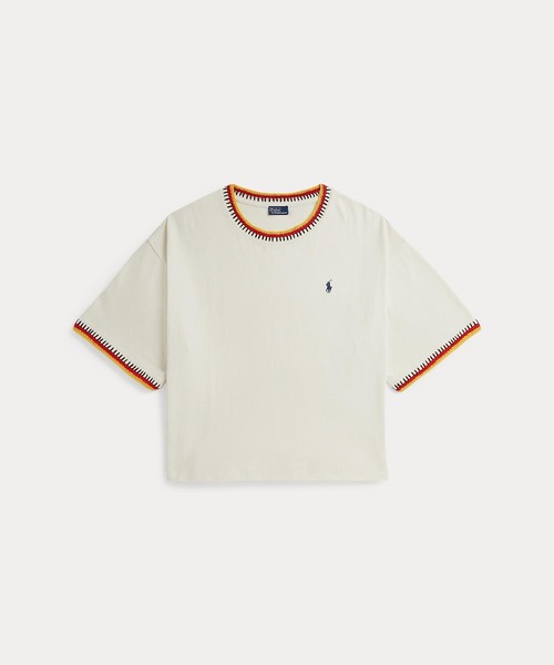 POLO RALPH LAUREN(ポロ ラルフ ローレン)の「クロシェトリム コットン ジャージー Tシャツ(Tシャツ/カットソー・レディース・ナチュラル・XS/XL/S/M/L)」の4枚目の写真
