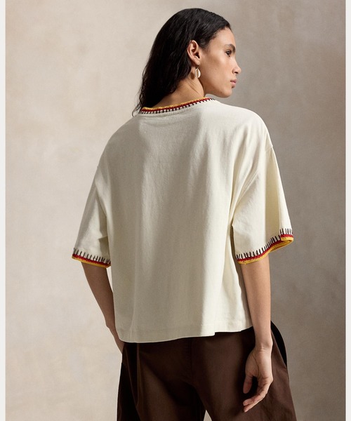 POLO RALPH LAUREN(ポロ ラルフ ローレン)の「クロシェトリム コットン ジャージー Tシャツ(Tシャツ/カットソー・レディース・ナチュラル・XS/XL/S/M/L)」の6枚目の写真