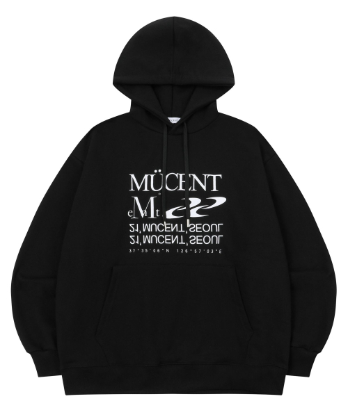 MUCENT(ムセント)の「エッセンシャルレタリングルーズフィットフードパーカー男女共用(4カラー)(パーカー・レディース・ブラック/ネイビー/グレー/チャコール・S/L)」の5枚目の写真