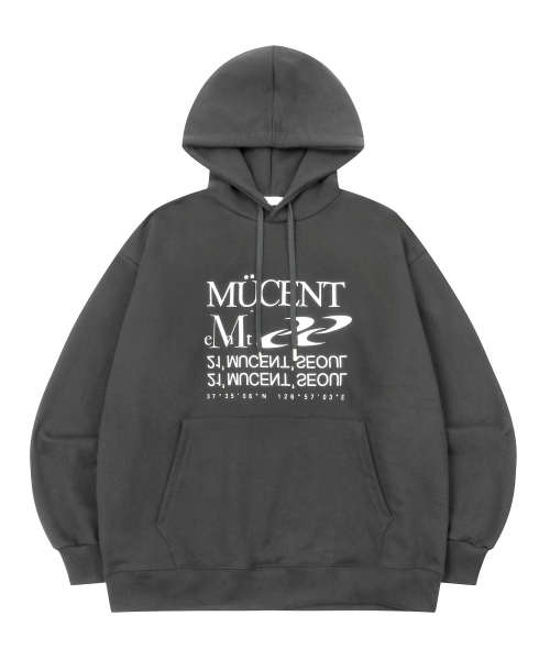 MUCENT(ムセント)の「エッセンシャルレタリングルーズフィットフードパーカー男女共用(4カラー)(パーカー・レディース・ブラック/ネイビー/グレー/チャコール・S/L)」の15枚目の写真