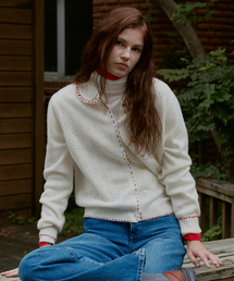 STUDIO&PARC（スタジオアンドパルク）の「ウール100% ステッチコントラストカーディガン_アイボリー（カーディガン/ボレロ）」