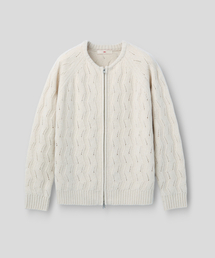WAVY ZIP CARDIGAN (IVORY)