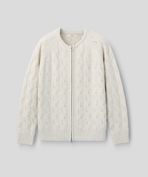 WAVY ZIP CARDIGAN (IVORY) 【公式通販】