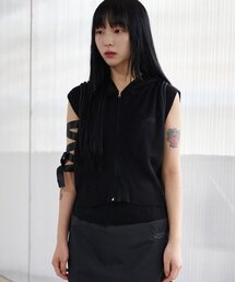 EX KNIT HOOD VEST (BLACK)