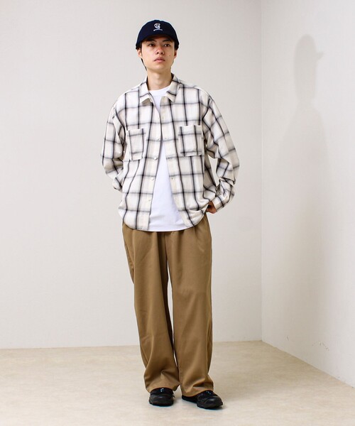 GLOSTER（グロスター）の「【奥行きのある色合い】オンブレチェック ロングスリーブシャツ（シャツ/ブラウス・メンズ・ホワイト系その他/ネイビー/ブラウン系その他・S/M/L）」の5枚目の写真