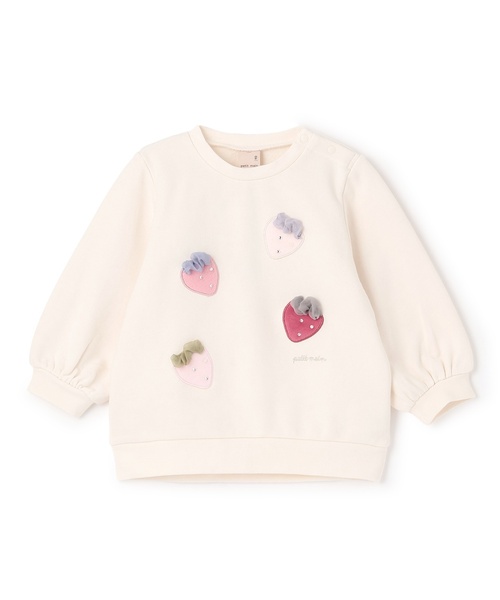 petit main（プティマイン）の「いちごモチーフトレーナー（スウェット・キッズ・ネイビー/トップグレー/ホワイト系・100cm/110cm/120cm/90cm/130cm/80ｃｍ）」の15枚目の写真