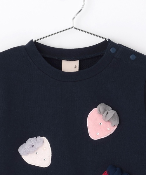 petit main（プティマイン）の「いちごモチーフトレーナー（スウェット・キッズ・ネイビー/トップグレー/ホワイト系・100cm/110cm/120cm/90cm/130cm/80ｃｍ）」の11枚目の写真
