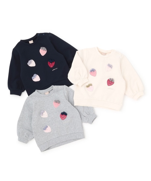 petit main（プティマイン）の「いちごモチーフトレーナー（スウェット・キッズ・ネイビー/トップグレー/ホワイト系・100cm/110cm/120cm/90cm/130cm/80ｃｍ）」の5枚目の写真
