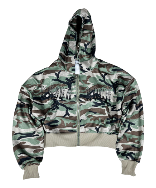 Skrr Camouflage Crop Hood Zip‑up — камуфляжная укороченная худи‑куртка с капюшоном (multi)