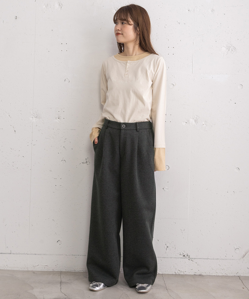 POU DOU DOU（プードゥドゥ）の「ポンチタックパンツ（その他パンツ・レディース・ダークブラウン/ダークグレー/オートミール・3）」の15枚目の写真