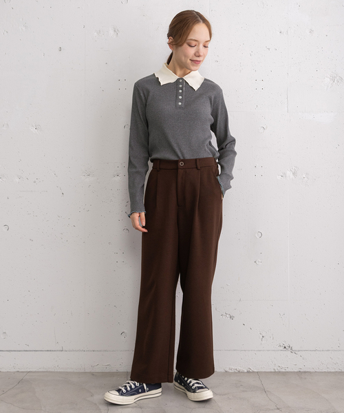 POU DOU DOU（プードゥドゥ）の「ポンチタックパンツ（その他パンツ・レディース・ダークブラウン/ダークグレー/オートミール・3）」の21枚目の写真