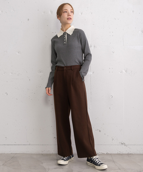 POU DOU DOU（プードゥドゥ）の「ポンチタックパンツ（その他パンツ・レディース・ダークブラウン/ダークグレー/オートミール・3）」の22枚目の写真