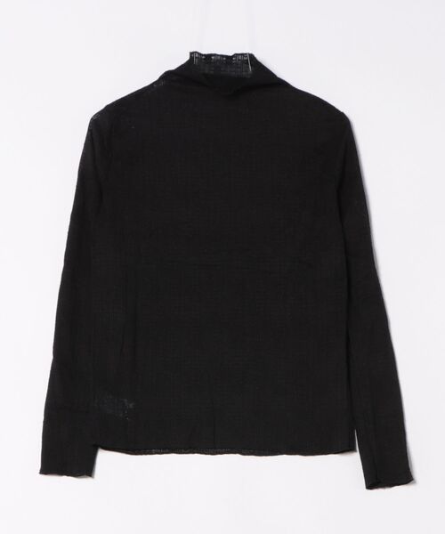 H.TOKYO（エイチトウキョウ）の「フラワーレース モックネックシアートップス / アンティークレース風 シアーカットソー（シャツ/ブラウス・レディース・ブラック/ホワイト・FREE）」の3枚目の写真