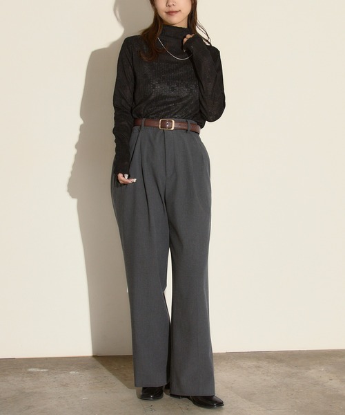 H.TOKYO（エイチトウキョウ）の「フラワーレース モックネックシアートップス / アンティークレース風 シアーカットソー（シャツ/ブラウス・レディース・ブラック/ホワイト・FREE）」の9枚目の写真
