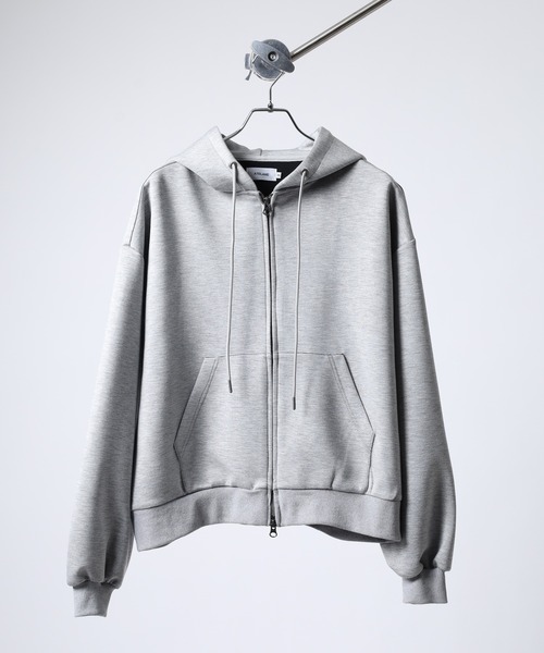 ATELANE(アテレーン)の「ATELANE / レーヨンMIXポンチ/ZIPパーカー(パーカー・メンズ・ブラック/グレー・M/XL/L)」の2枚目の写真