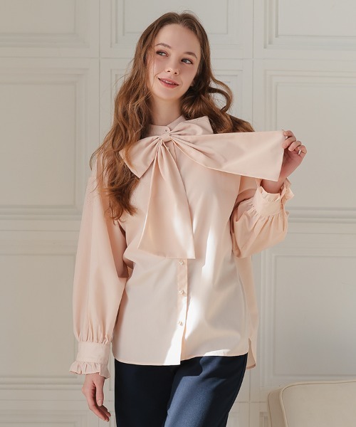 DONOBAN（ドノバン）の「ビッグリボンブラウス（シャツ/ブラウス・レディース・ブラック/ピンク/ホワイト・ONE SIZE）」の3枚目の写真