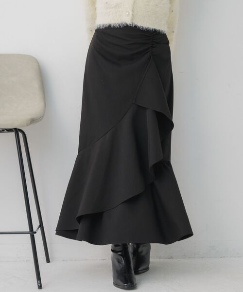ems excite（エムズエキサイト）の「ギャザーフリルマーメイドSK（スカート・レディース・ピンク/ナチュラル/ブラック・FREE）」の8枚目の写真