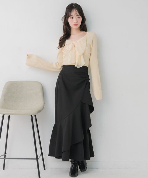 ems excite（エムズエキサイト）の「ギャザーフリルマーメイドSK（スカート・レディース・ピンク/ナチュラル/ブラック・FREE）」の12枚目の写真