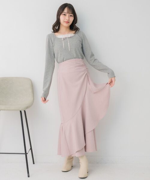 ems excite（エムズエキサイト）の「ギャザーフリルマーメイドSK（スカート・レディース・ピンク/ナチュラル/ブラック・FREE）」の21枚目の写真