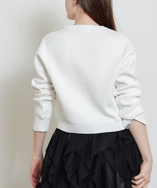 PICCIN（ピッチン）の「ポケットリボンカーディガン（カーディガン/ボレロ・レディース・ブラック/オフホワイト・M）」の5枚目の写真