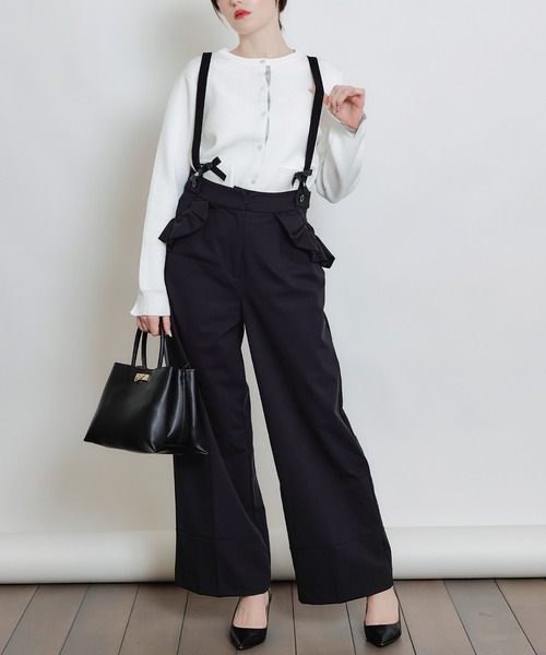 PICCIN（ピッチン）の「ポケットリボンカーディガン（カーディガン/ボレロ・レディース・ブラック/オフホワイト・M）」の12枚目の写真