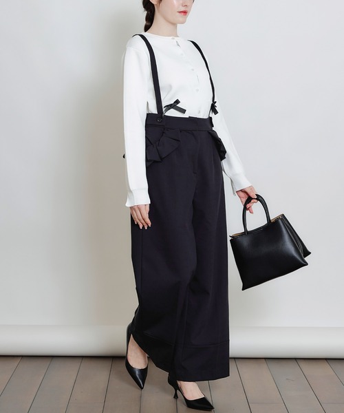 PICCIN（ピッチン）の「ポケットリボンカーディガン（カーディガン/ボレロ・レディース・ブラック/オフホワイト・M）」の13枚目の写真