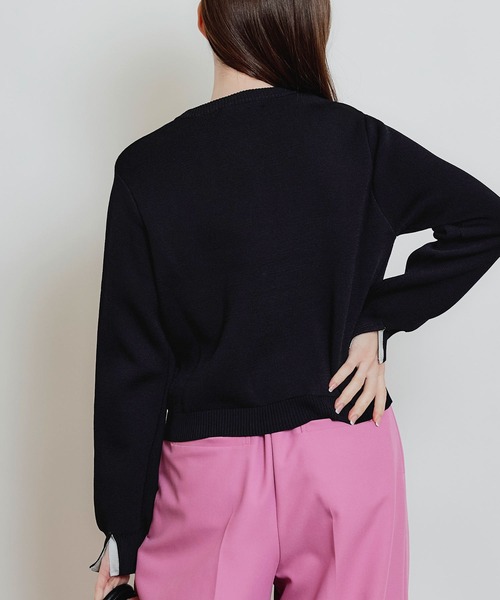 PICCIN（ピッチン）の「ポケットリボンカーディガン（カーディガン/ボレロ・レディース・ブラック/オフホワイト・M）」の16枚目の写真