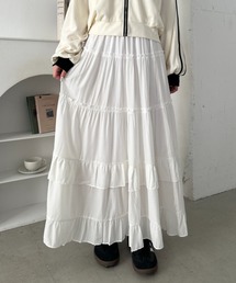 フリルティアードフレアロングスカート
