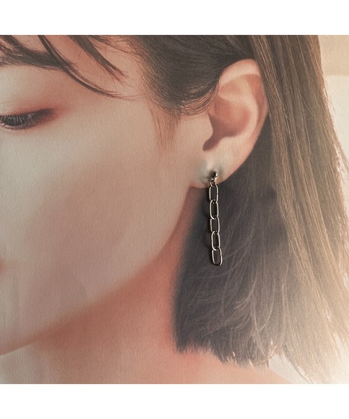tone(トーン)の「【-lensa-】ステンレスチェーンピアス(MA)(ピアス(両耳用)・レディース・シルバー・FREE)」の5枚目の写真