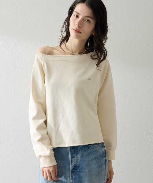 Whim Gazette（ウィムガゼット）の「オフショル刺繍プルオーバー（スウェット・レディース・アイボリー/チャコールグレー/グレー/ベージュ・FREE）」の14枚目の写真