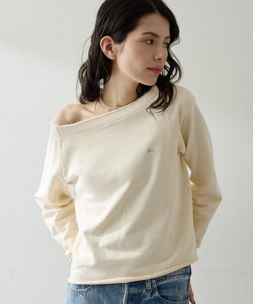 Whim Gazette（ウィムガゼット）の「オフショル刺繍プルオーバー（スウェット・レディース・アイボリー/チャコールグレー/グレー/ベージュ・FREE）」の15枚目の写真