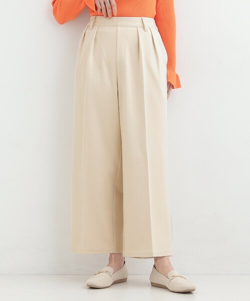 SHOO・LA・RUE(シューラルー)の「【S-LL】きれい見えも叶う フロッキードットワイドパンツ(その他パンツ・レディース・アイボリー系5/チャコール/アイボリー・01/04/03/02)」の4枚目の写真