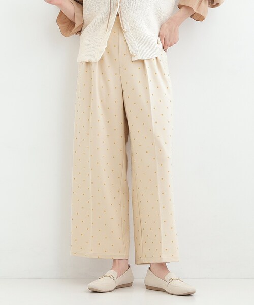 SHOO・LA・RUE(シューラルー)の「【S-LL】きれい見えも叶う フロッキードットワイドパンツ(その他パンツ・レディース・アイボリー系5/チャコール/アイボリー・01/04/03/02)」の8枚目の写真