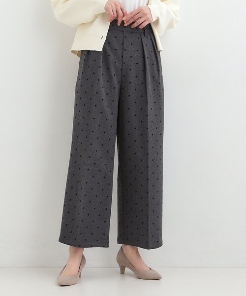 SHOO・LA・RUE(シューラルー)の「【S-LL】きれい見えも叶う フロッキードットワイドパンツ(その他パンツ・レディース・アイボリー系5/チャコール/アイボリー・01/04/03/02)」の12枚目の写真