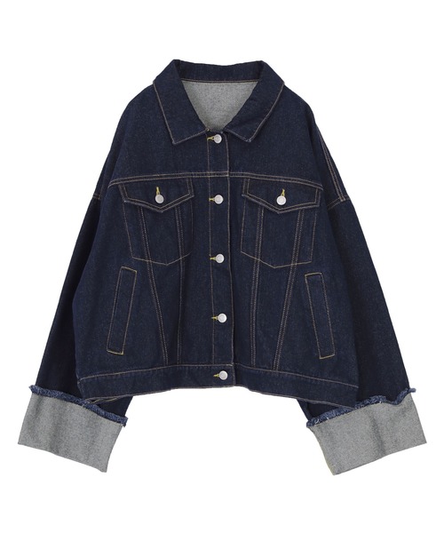 titivate（ティティベイト）の「袖ロールアップデニムジャケット（デニムジャケット・レディース・インディゴブルー/ライトブルー/ブラック・M）」の19枚目の写真
