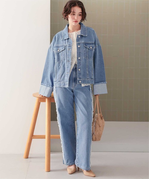 titivate（ティティベイト）の「袖ロールアップデニムジャケット（デニムジャケット・レディース・インディゴブルー/ライトブルー/ブラック・M）」の9枚目の写真