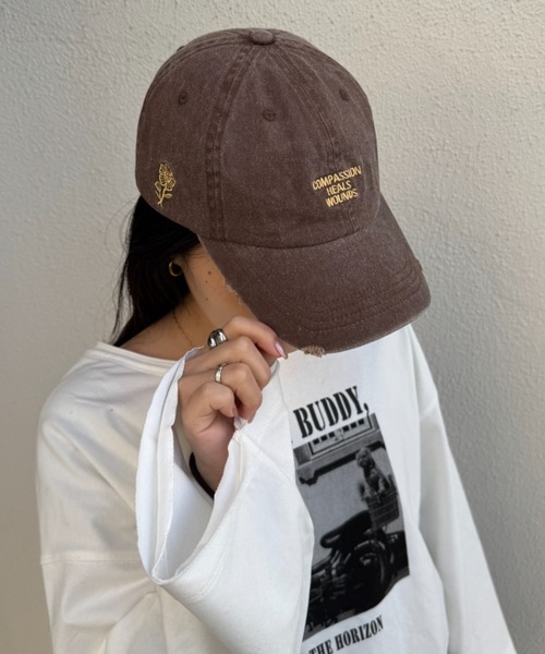 CIAOPANIC TYPY（チャオパニックティピー）の「ピグメント刺繍キャップ（キャップ・レディース・ベージュ/チャコールグレー/ブラウン/イエロー/ブルー/グリーン・ONE SIZE）」の8枚目の写真