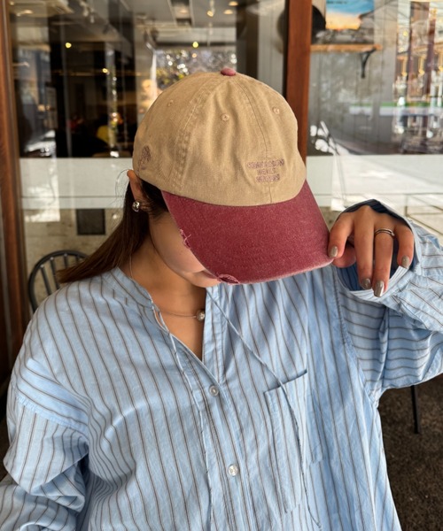 CIAOPANIC TYPY（チャオパニックティピー）の「ピグメント刺繍キャップ（キャップ・レディース・ベージュ/チャコールグレー/ブラウン/イエロー/ブルー/グリーン・ONE SIZE）」の7枚目の写真