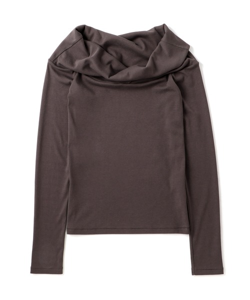 ADAM ET ROPE'（アダムエロペ）の「【EMOELLE】スビンコットンオフショルトップス（Tシャツ/カットソー・レディース・グレー/ブラウン・FREE）」の14枚目の写真