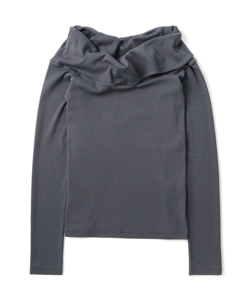 ADAM ET ROPE'（アダムエロペ）の「【EMOELLE】スビンコットンオフショルトップス（Tシャツ/カットソー・レディース・グレー/ブラウン・FREE）」の22枚目の写真