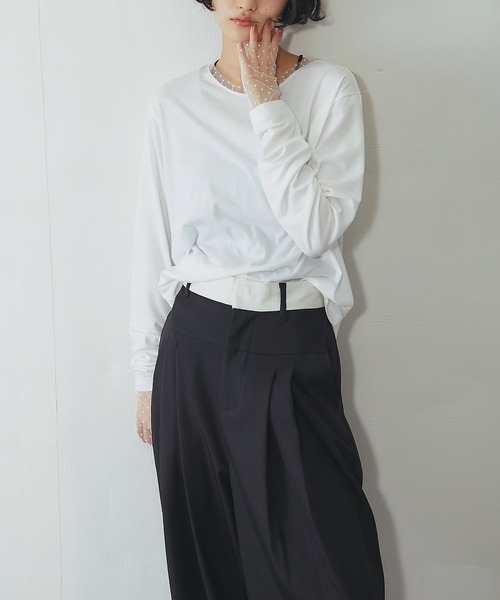 ANOTHER S（アナザーエス）の「【セットアップ対応】配色ベルトタック入りスラックス（スーツパンツ・レディース・ブラック/グレー/グレイッシュベージュ・FREE）」の10枚目の写真