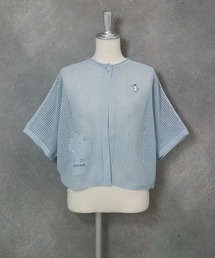 コットン混メッシュ半袖カーディガン