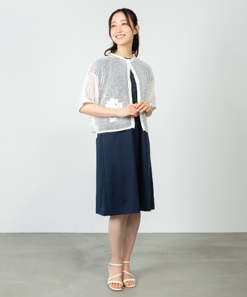 STUDIO PICONE(スタジオピッコーネ)の「コットン混メッシュ半袖カーディガン(カーディガン/ボレロ・レディース・ホワイト/ライトブルー/ネイビー/ベージュ・L/M)」の16枚目の写真