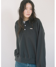 WP CHECKED COLLAR SWEATSHIRT(CHARCOAL)