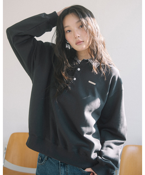 HAVISM(ヘビズム)の「WP CHECKED COLLAR SWEATSHIRT(CHARCOAL)(ポロシャツ・レディース・その他・ONE SIZE)」の2枚目の写真